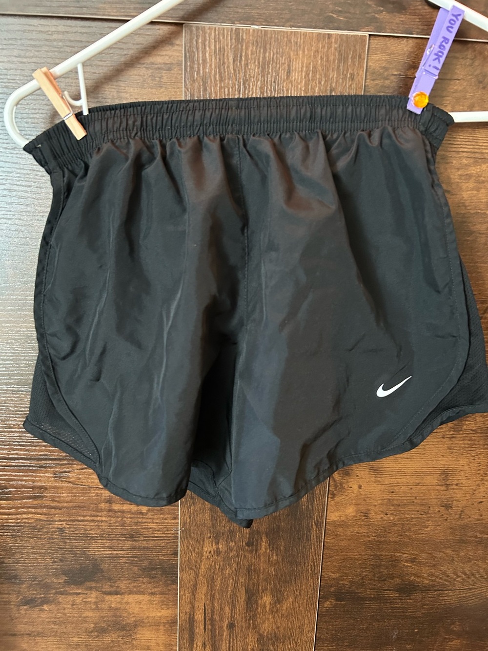 Nike Black Athletic Running Shorts with White Swoosh